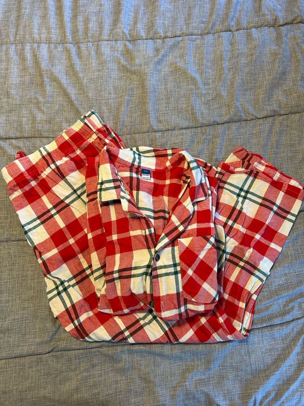 Old Navy Red, White and Green Plaid Men’s Pajama Set
